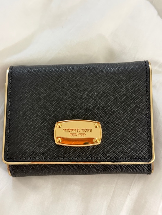 Michael Kors Handbags - Michael Kors Black Saffiano Leather Fold Wallet with Gold Plaque